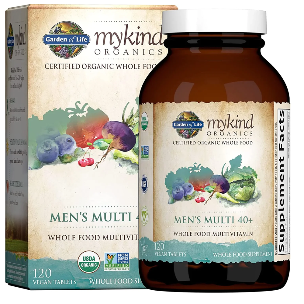 Garden Of Life MyKind Organics Men's Multi 40+ - Whole Food Multivitamin, 120 Vegan Tablets | Certified Organic &amp; Non-GMO