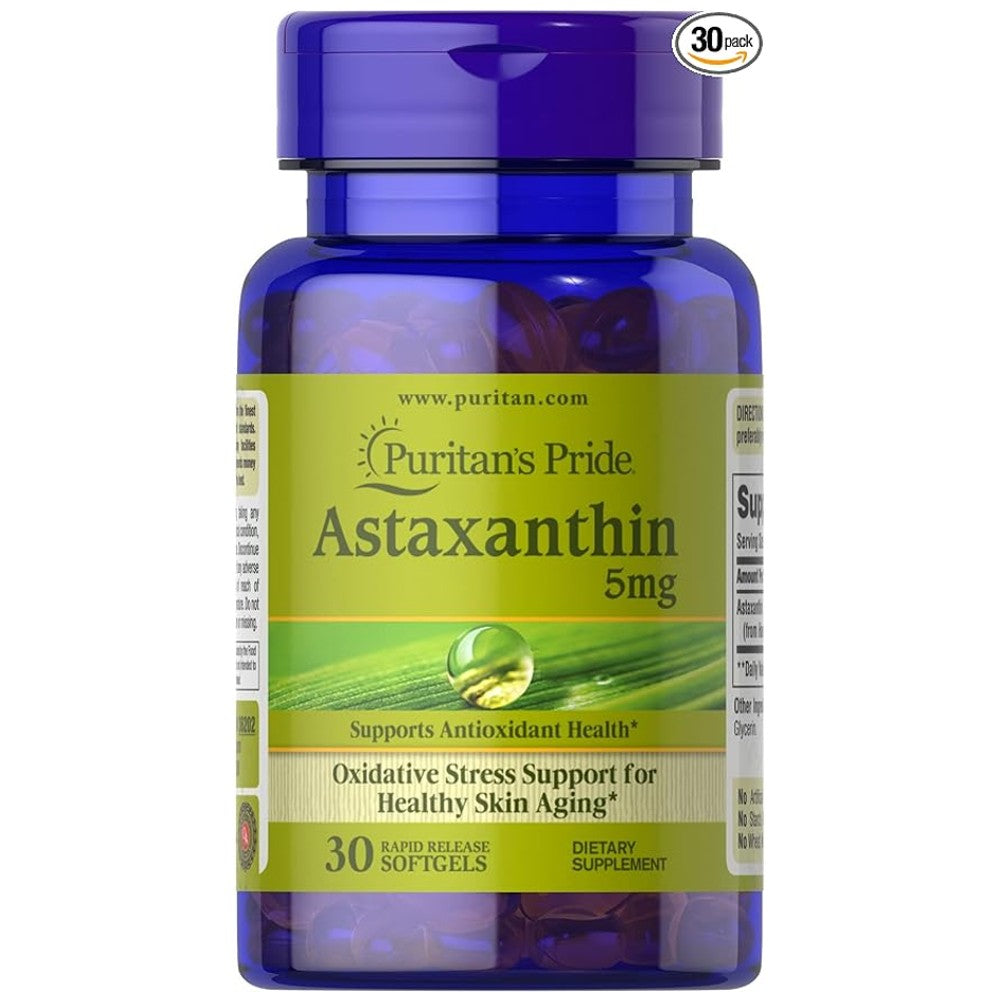 Puritan's Pride Astaxanthin 5mg - Antioxidant &amp; Skin Aging Support