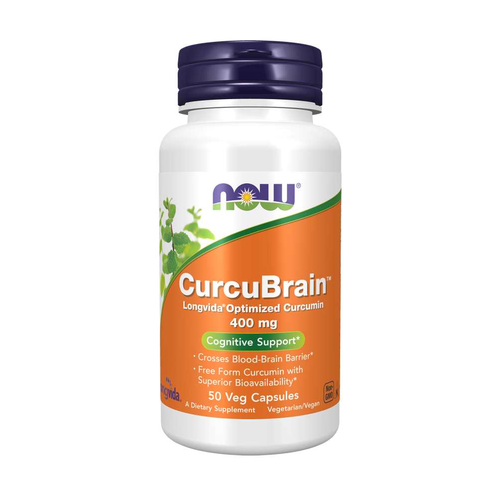 Now Foods Curcu Brain with Longvida® Optimized Curcumin 400 Mg – Cognitive Support &amp; Brain Health – 50 Veg Capsules