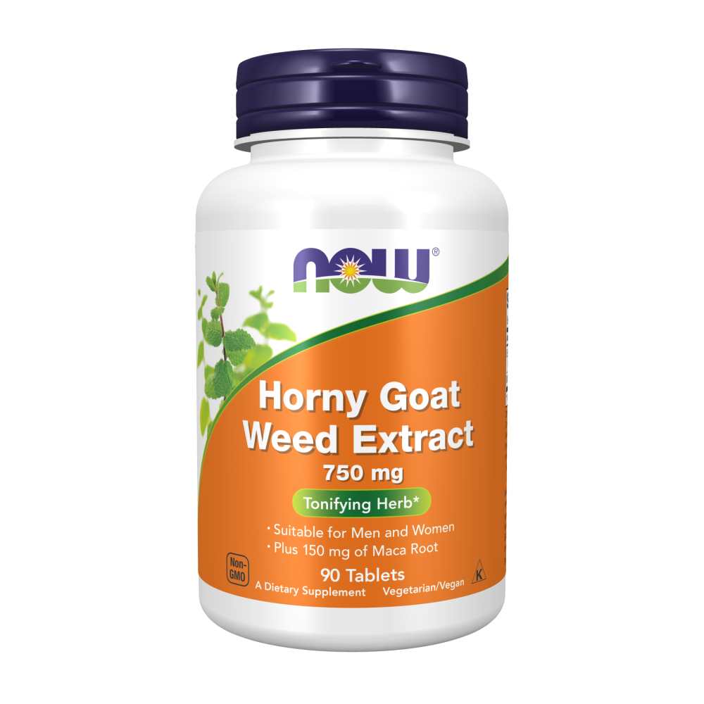 Now Foods Horny Goat Weed – 750mg Tonifying Blend with 150mg Maca | Energy &amp; Libido Support | 90 Tablets