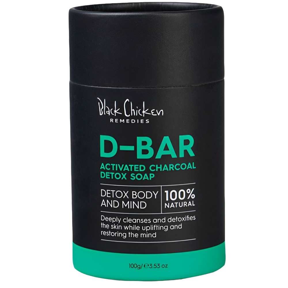 Black Chicken Remedies D-Bar Activated Charcoal Detox Soap – 100% Natural Body &amp; Mind Cleanser 100g