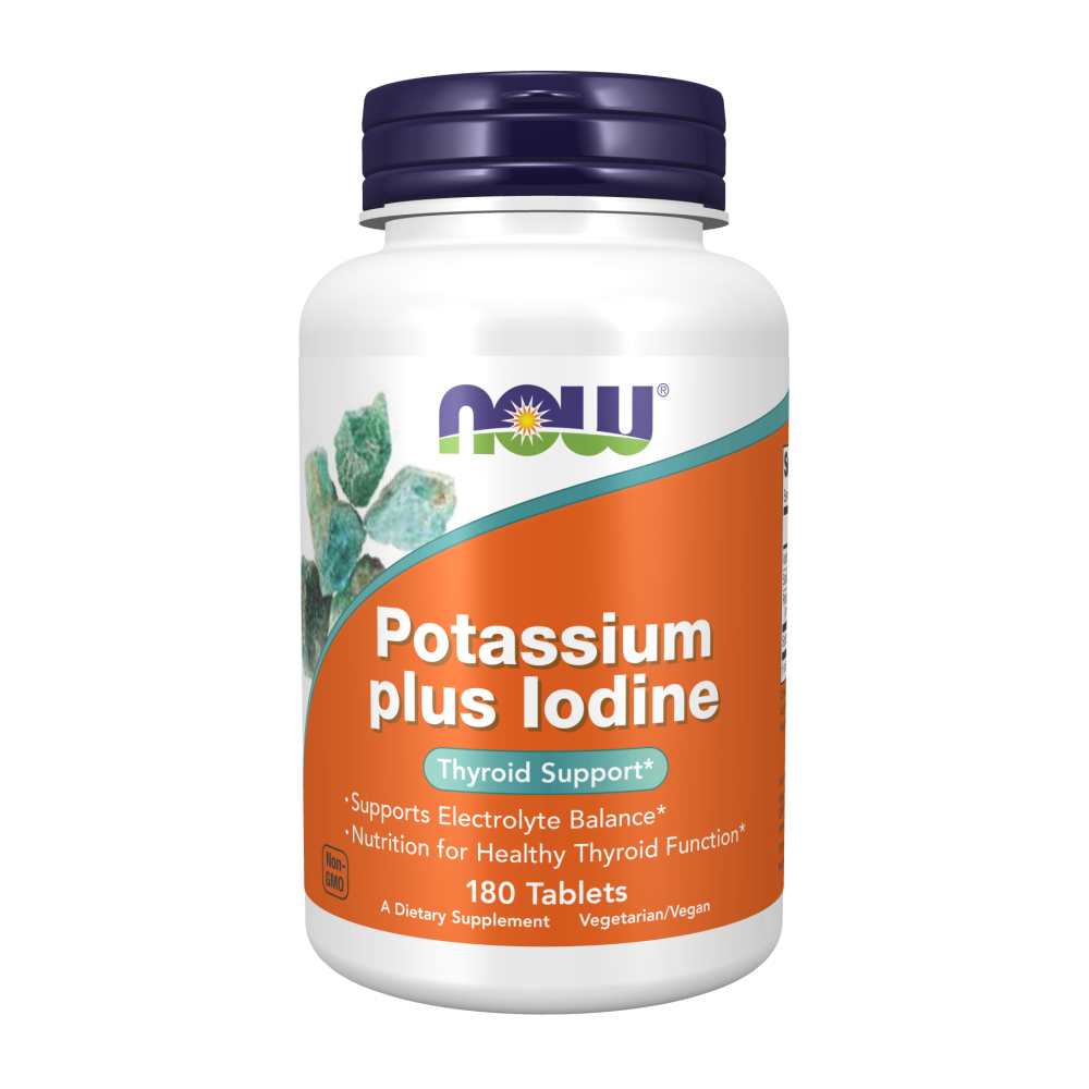 Now Foods Potassium Plus Iodine – Thyroid Support &amp; Electrolyte Balance – 180 Tablets