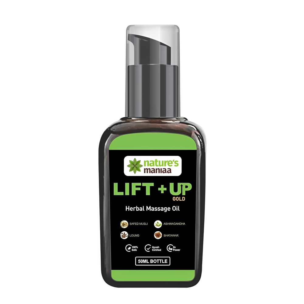 Nature's Maniaa Lift+up Gold – Herbal Massage Oil with Ashwagandha, Lolno &amp; Shatawar – 50ml