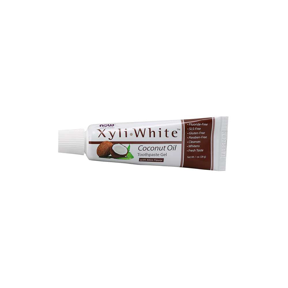 Now Foods Xyli White™ Coconut Oil Mint Toothpaste – Whitening &amp; Cleansing Gel – 1 Oz (28 G)