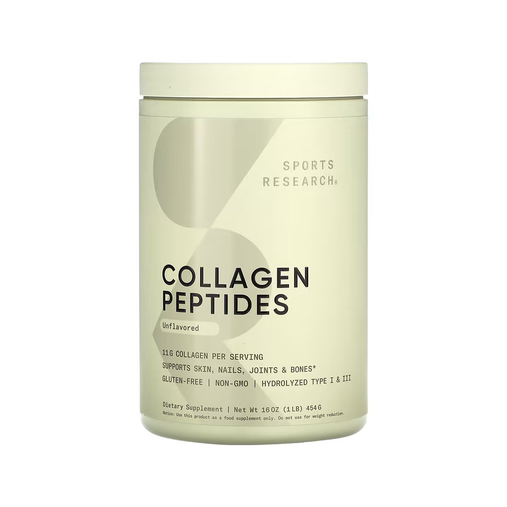 Sports Research Collagen Peptides - 11g Protein, Unflavored, 16oz | Skin, Joints &amp; Bone Support