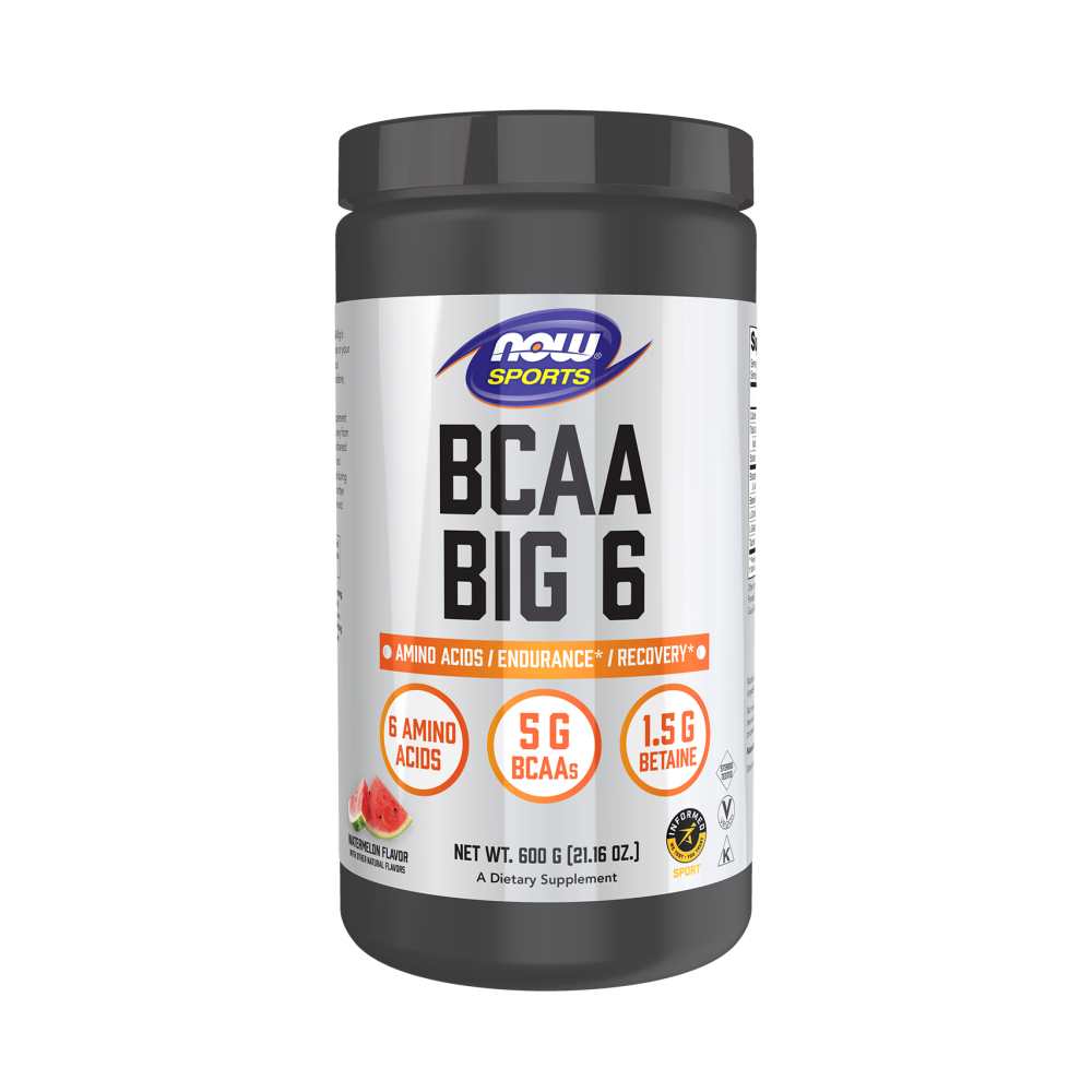 Now Sports Bcaa Big 6 Powder – Watermelon Flavor – Intra-Workout Endurance &amp; Recovery Formula – 600g