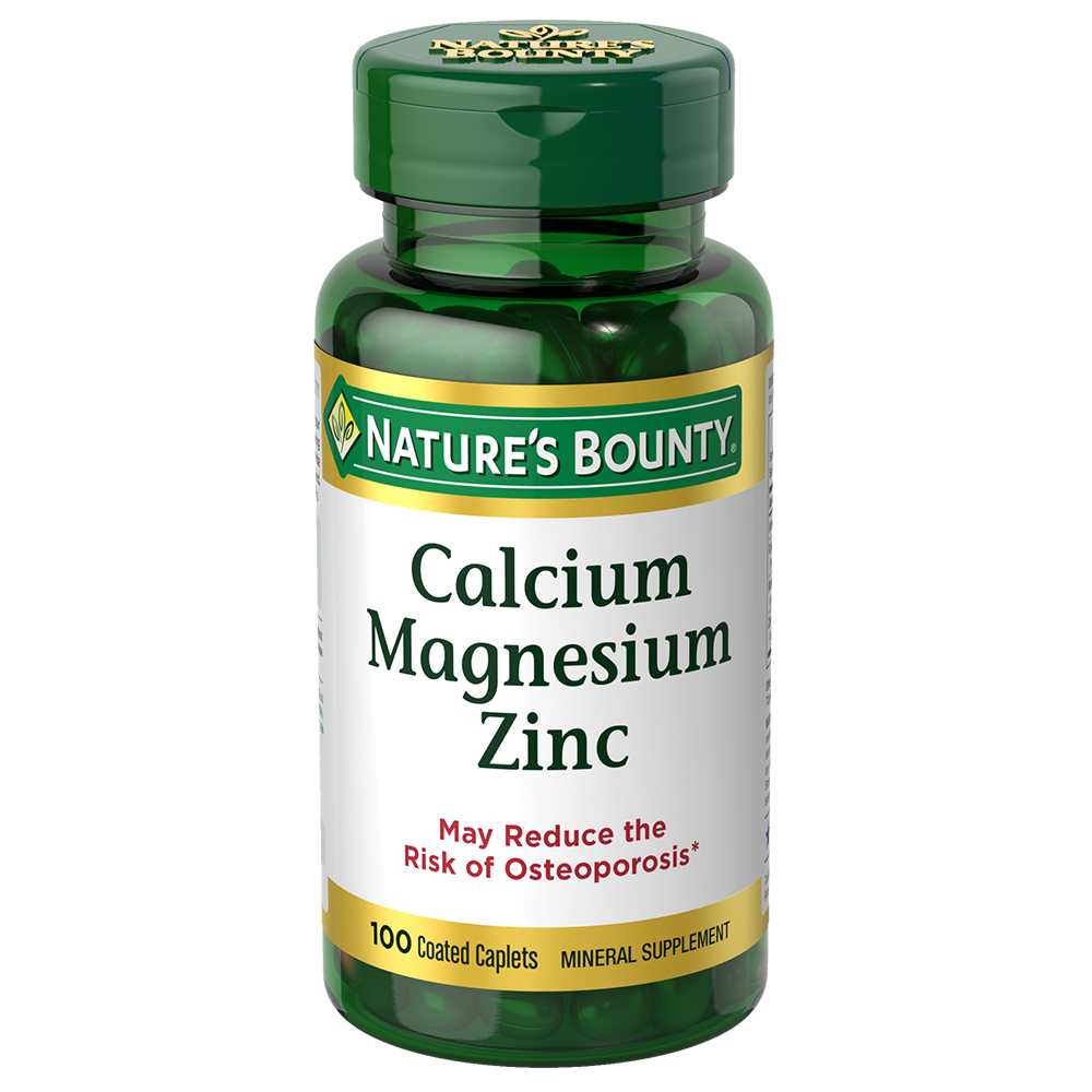Nature's Bounty Calcium Magnesium Zinc – Bone &amp; Immune Support, 100 Coated Caplets