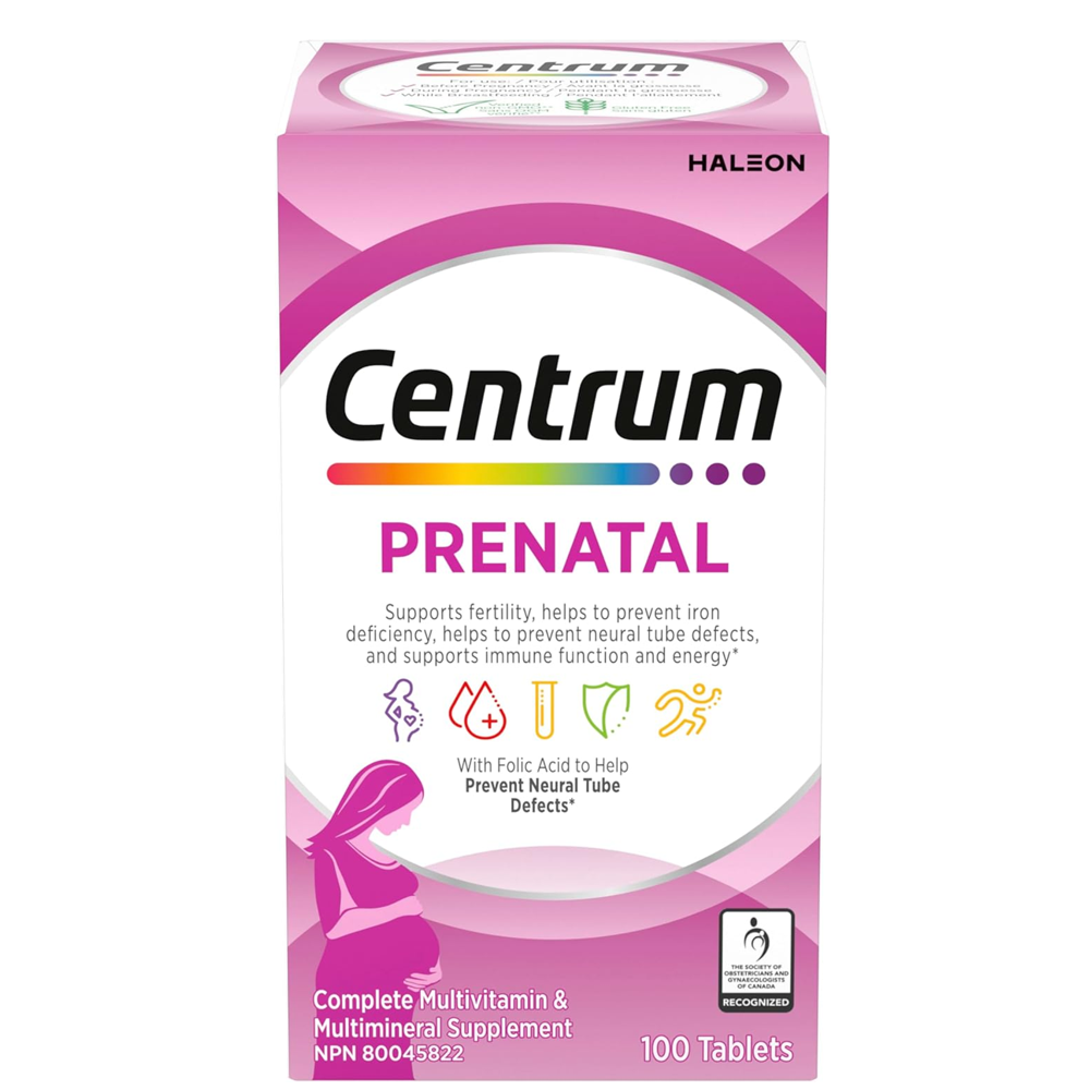 Centrum Prenatal Multivitamin &amp; Mineral Supplement – 100 Tablets | Supports Fertility, Iron &amp; Neural Tube Health