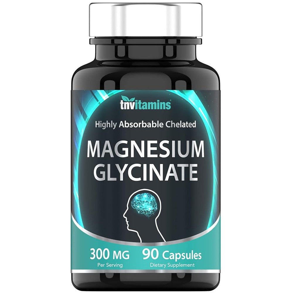 Tnvitamins Magnesium Glycinate 300mg – 90 Capsules for Muscle, Sleep &amp; Heart Health