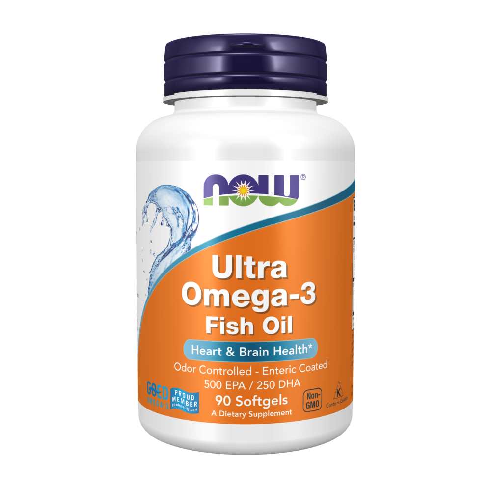 Now Foods Ultra Omega-3 – 500 Epa / 250 Dha – Enteric Coated Fish Oil for Heart &amp; Brain Health – 90 Softgels