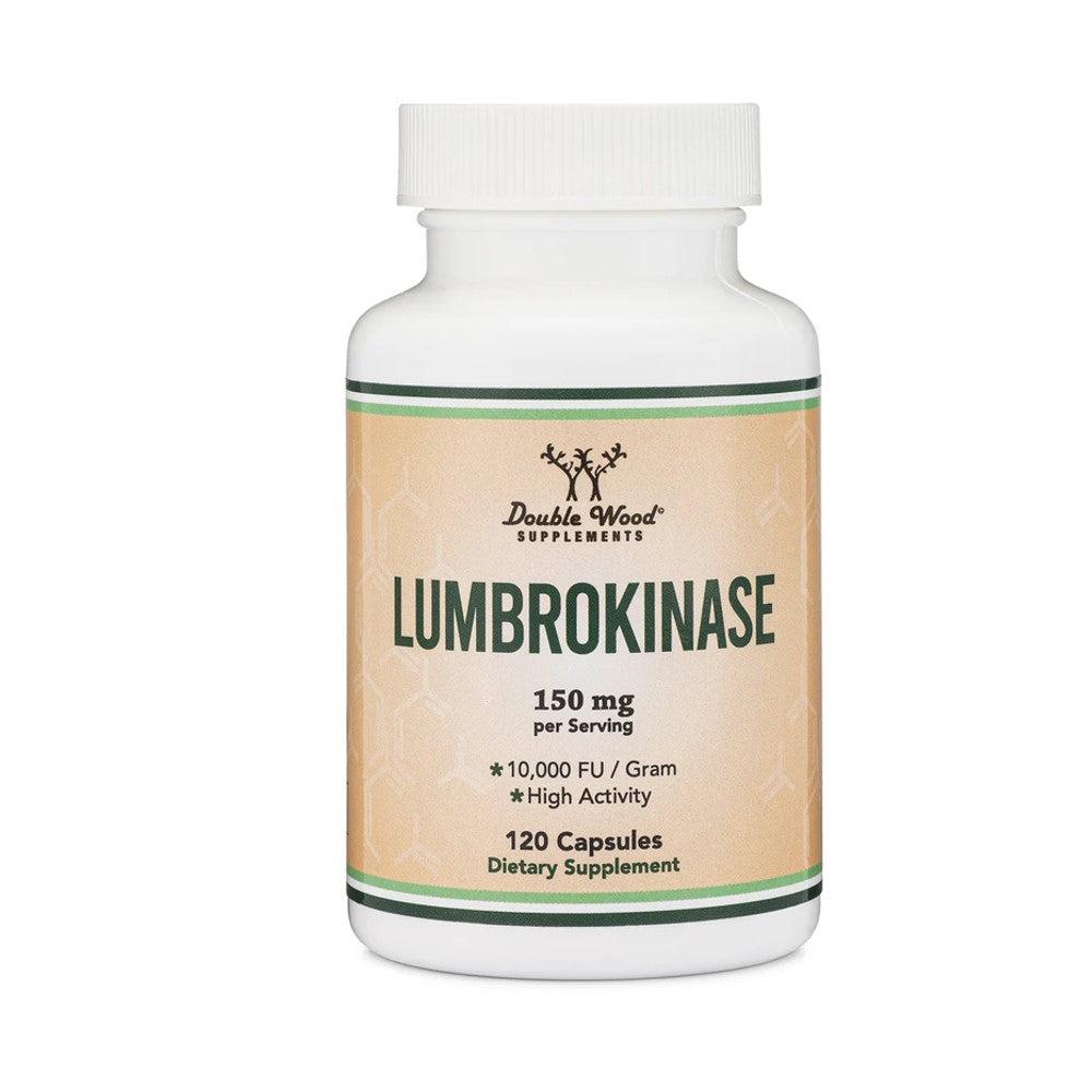 Double Wood Lumbrokinase – High-Activity 150mg, 10,000 FU/Gram | 120 Capsules Dietary Supplement