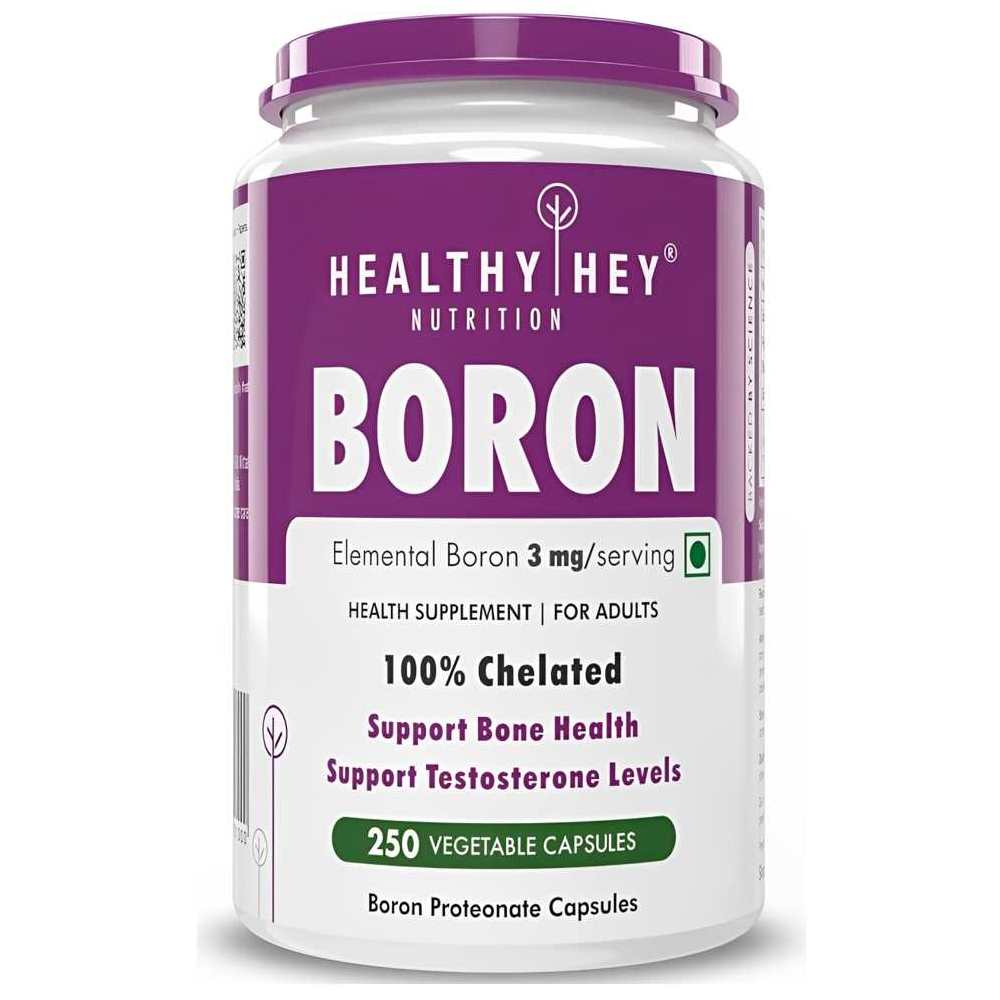 Healthy Hey Nutrition Boron Elemental 3mg – Bone Health &amp; Testosterone Support, 250 Vegetable Capsules