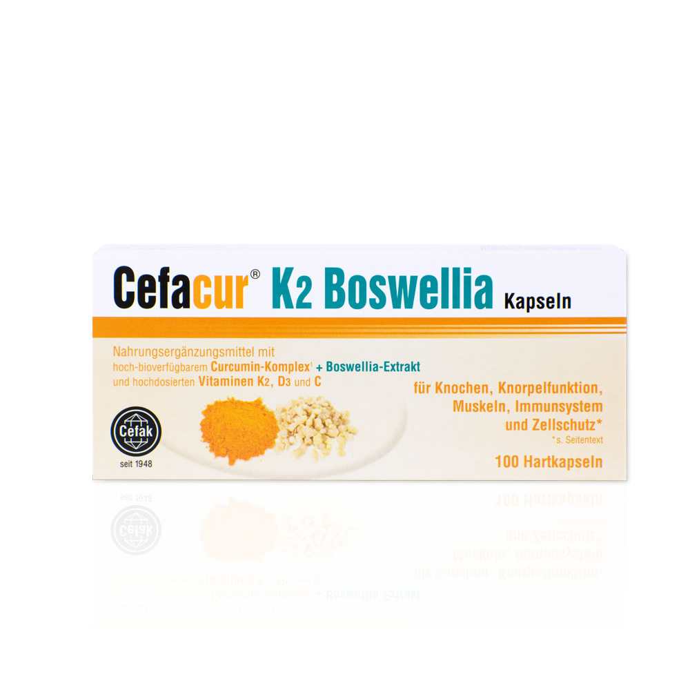 Cefacur K2 Boswellia | Curcumin &amp; Boswellia with Vitamins K2, D3 &amp; C | 100 Capsules