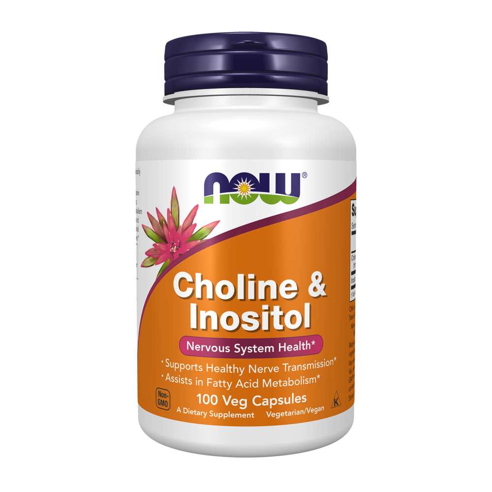 Now Foods Choline &amp; Inositol – Nervous System &amp; Fat Metabolism Support – 100 Veg Capsules