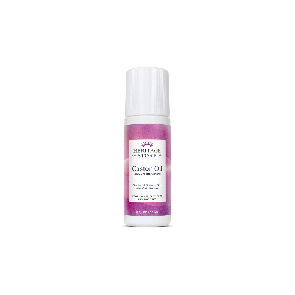 Castor Oil Roll-On Treatment By Heritage Store - Soothes &amp; Softens Skin 100% Cold Pressed 89ML