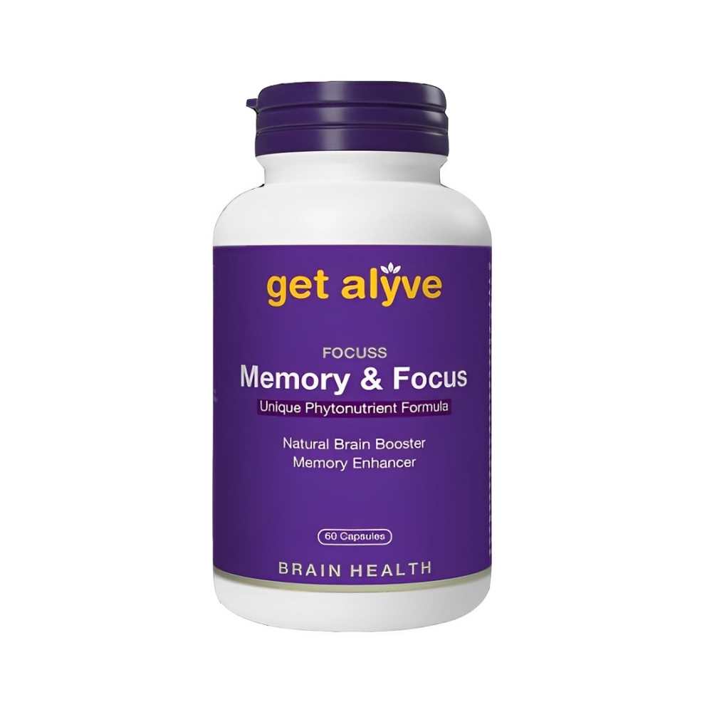 Get Alyve Focuss – Memory &amp; Focus Brain Booster, 60 Capsules, Natural Phytonutrient Formula