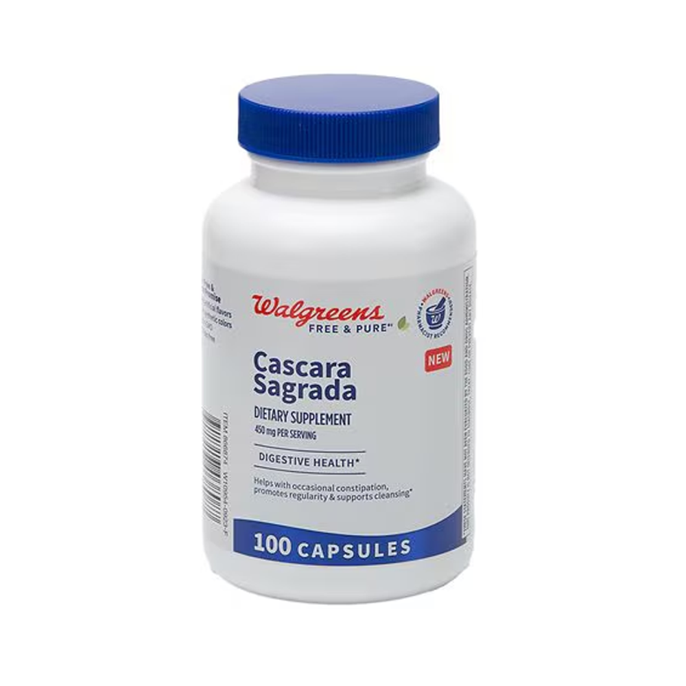Walgreens Free &amp; Pure Cascara Sagrada 450MG Capsules - Helps In Digestive Health