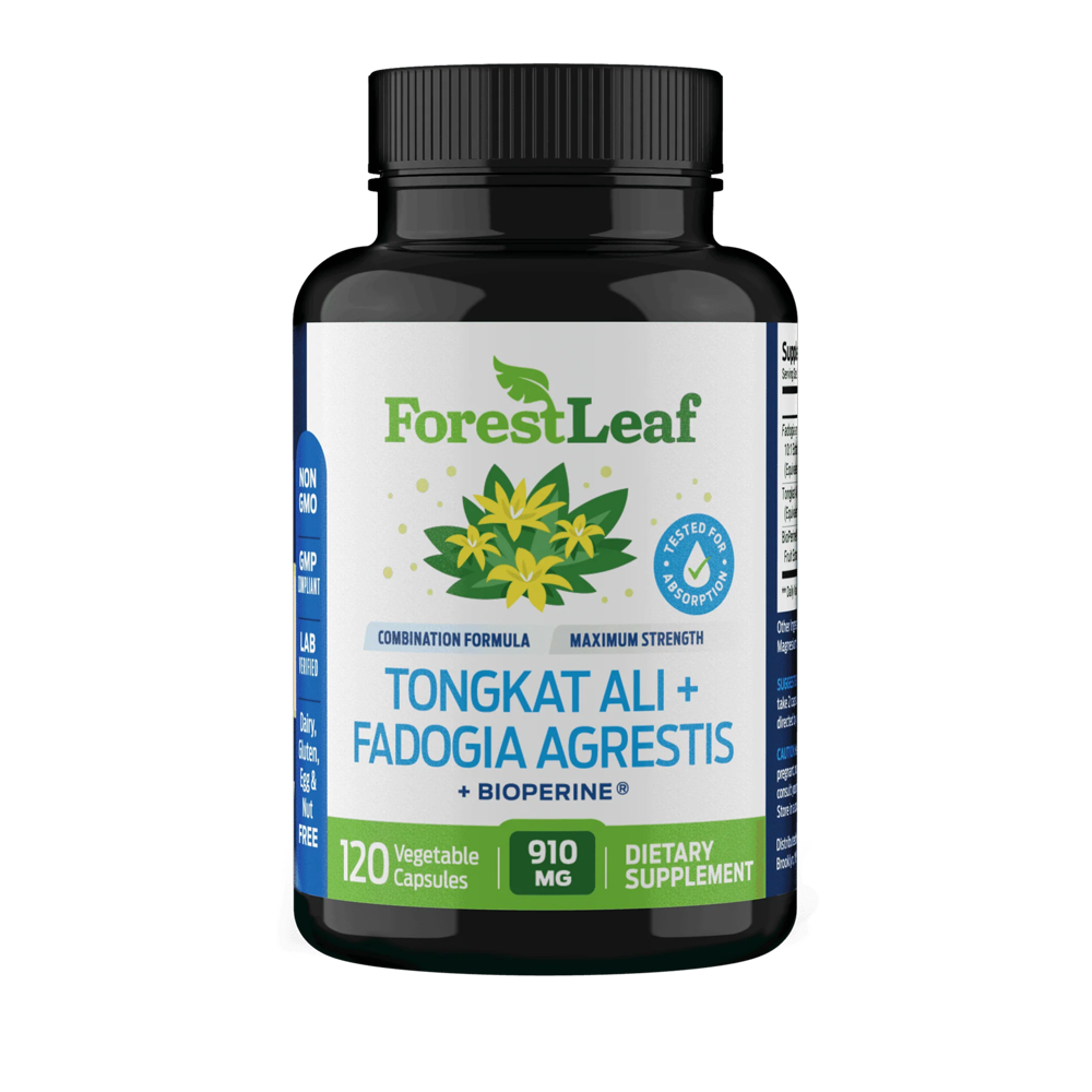 ForestLeaf Tongkat Ali &amp; Fadogia Agrestis with BioPerine - 910MG Testosterone &amp; Performance Support - 120 Capsules