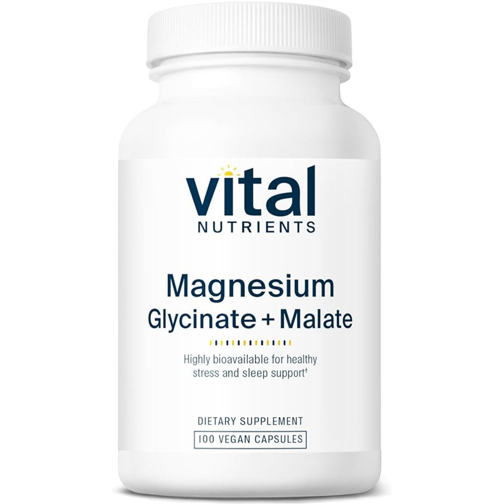 Vital Nutrients Magnesium Glycinate + Malate – Stress &amp; Sleep Support