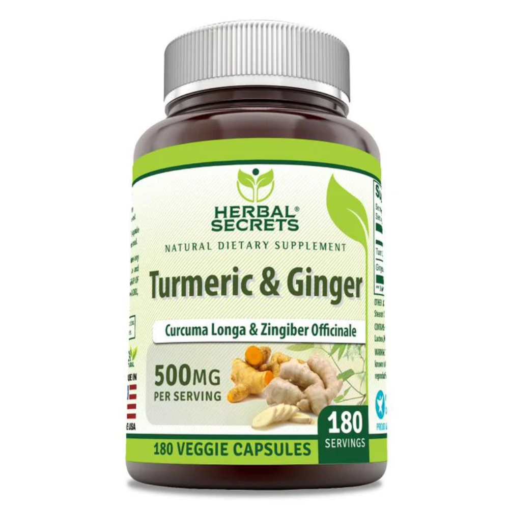 Herbal Secrets Turmeric &amp; Ginger 500 Mg 180 Veggie Capsules