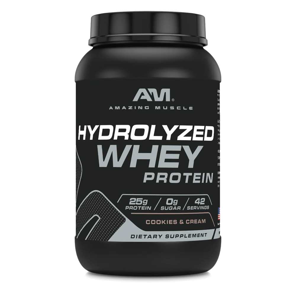 Amazing Muscle Hydrolyzed Whey Protein Powder Cookies &amp; Cream Flavor 1.36kg
