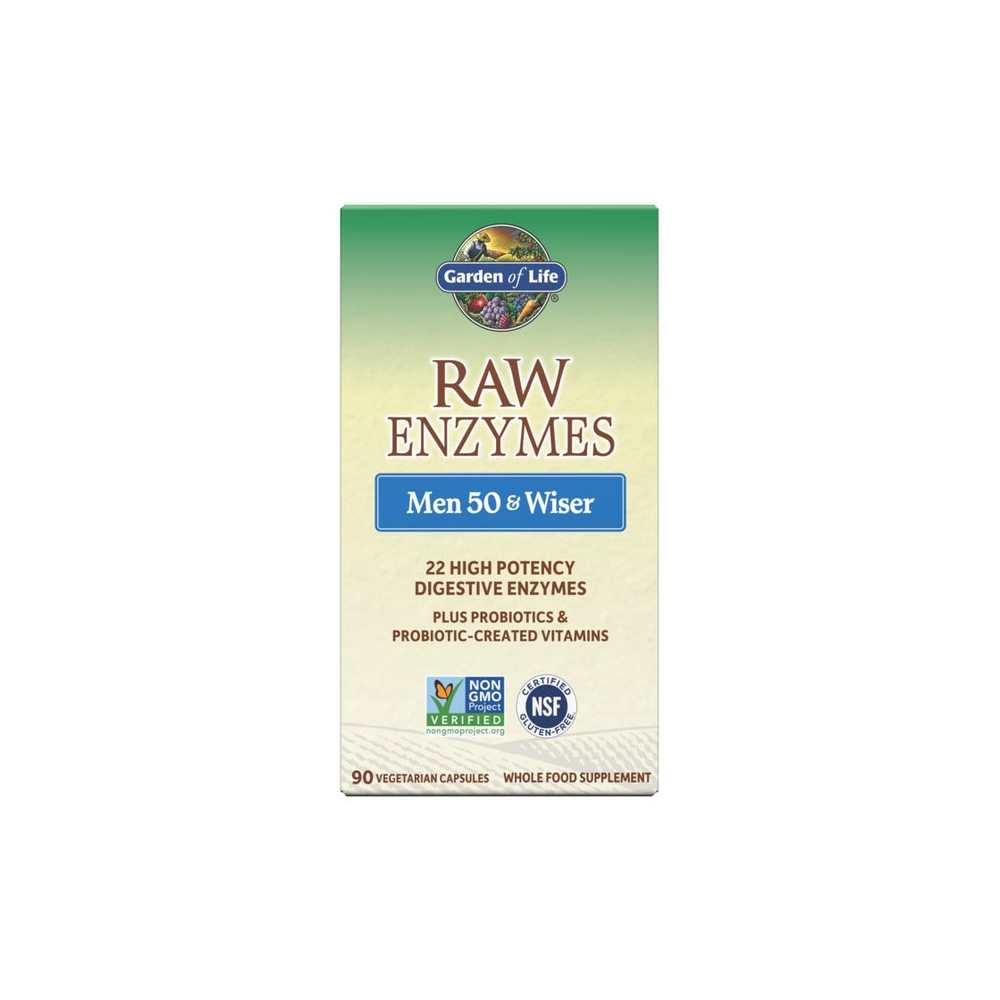Garden of Life Raw Enzymes Men 50 &amp; Wiser Digestive Health 90 Capsules