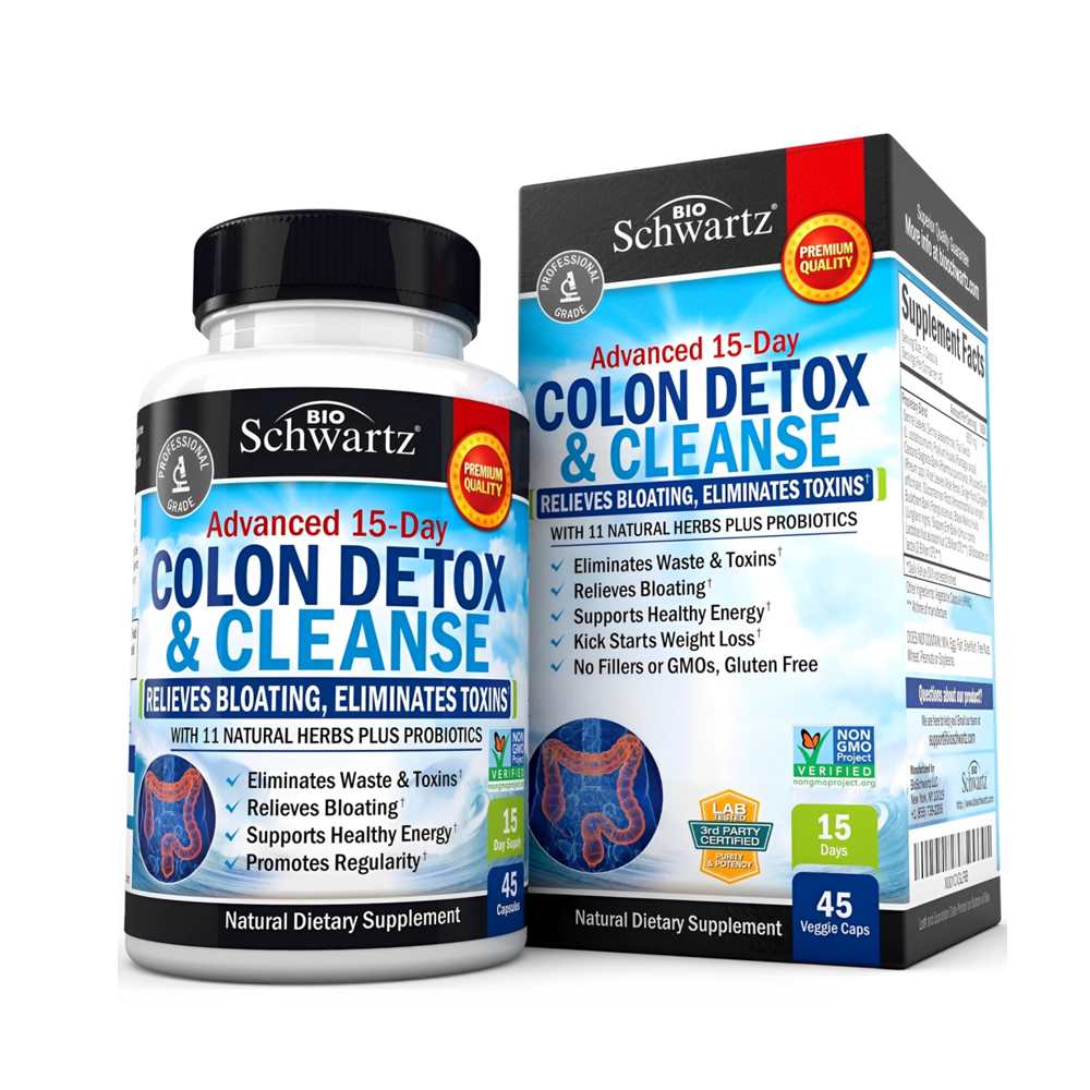 Bio Schwartz Colon Detox &amp; Cleanser – Extra Strength Formula, 45 Capsules