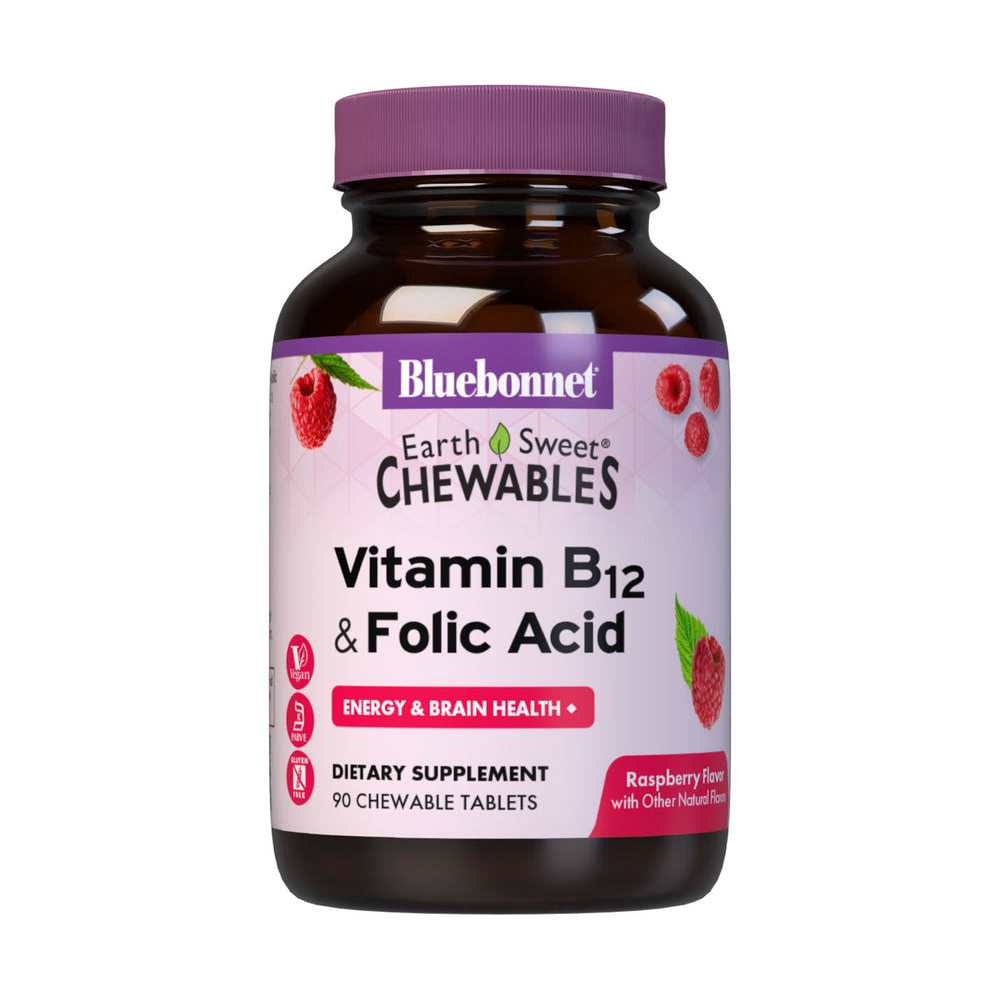 Bluebonnet Nutrition Earthsweet Chewables Vitamin B12 &amp; Folic Acid 90 Tabs