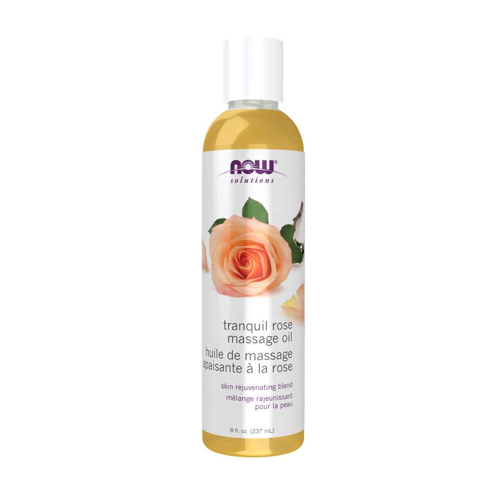 Now Foods Tranquil Rose Massage Oil – Calming Blend with Rose, Jojoba &amp; Almond Oils – Aromatherapy Body Oil – 237 M L