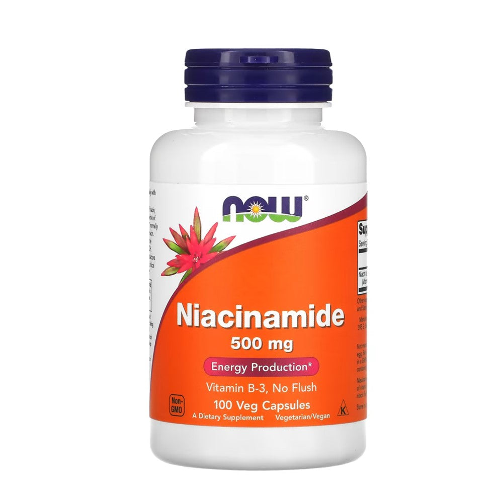 NOW Foods Niacinamide 500mg – Energy Production &amp; Vitamin B-3 | No Flush, 100 Veg Capsules