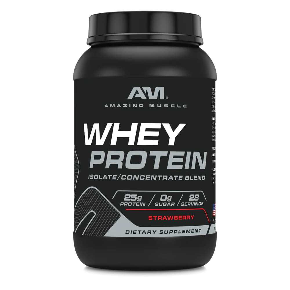 Amazing Muscle Whey Protein Isolate &amp; Concentrate Powder Strawberry Flavor