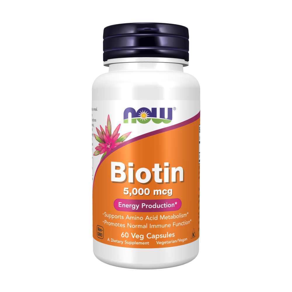 Now Foods Biotin 5,000 Mcg – Energy, Metabolism &amp; Immune Support – 60 Veg Capsules