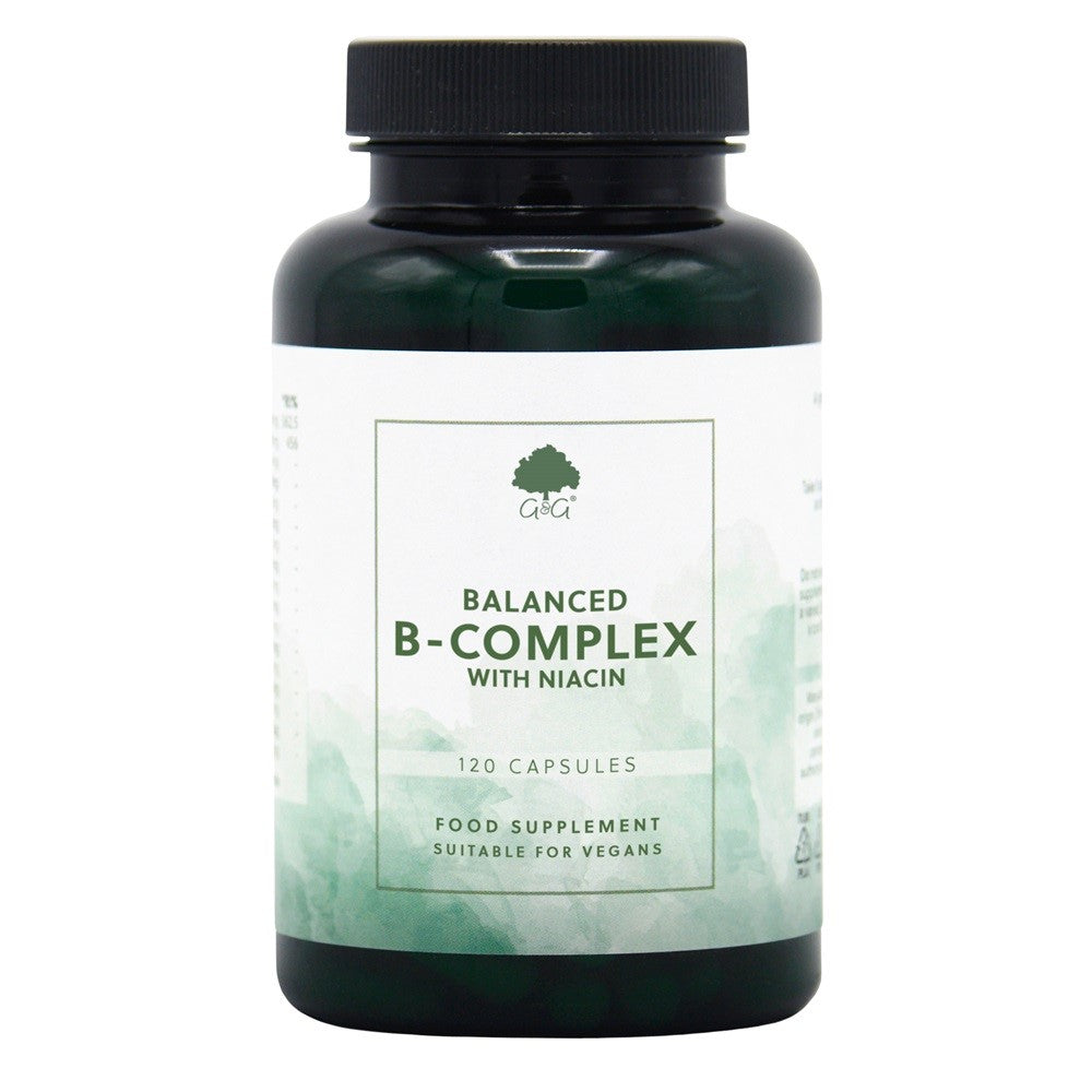 Balanced B-Complex with Niacin – Energy &amp; Metabolism Support | 120 Vegan Capsules, Food Supplement