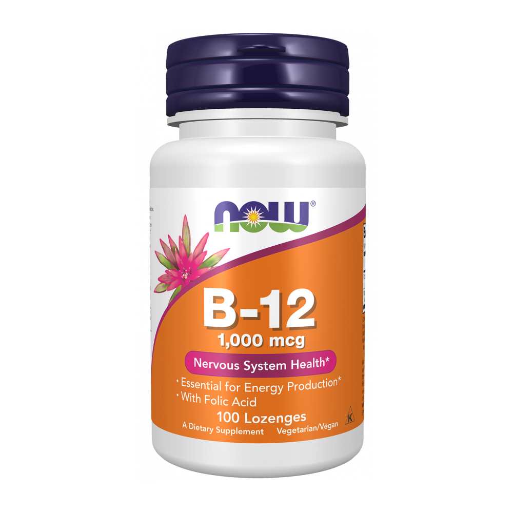 Now Foods B-12 1,000 Mcg – Energy &amp; Nerve Health Support with Folic Acid – 100 Lozenges