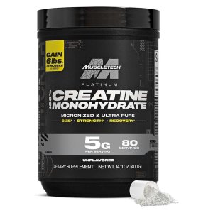 Muscle Tech Creatine Monohydrate Powder, Platinum Pure (80 Servings) Unflavored Micronized Creatine for Men & Women