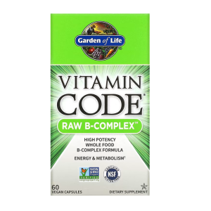 Garden of Life Vitamin Code Raw B-Complex – High-Potency Whole Food Formula for Energy &amp; Metabolism (60 Capsules)