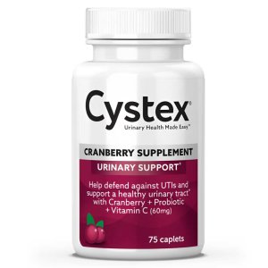 Cystex Cranberry Supplement – Urinary Health Support with Probiotics &amp; Vitamin C, 75 Caplets