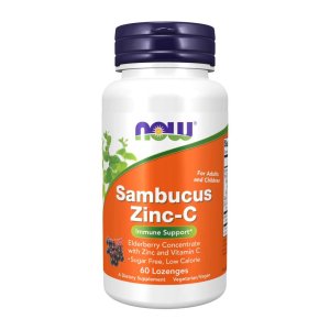 Now Foods Sambucus Zinc-C – Immune Support with Elderberry, Zinc &amp; Vitamin C – 60 Lozenges