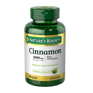 Nature’s Bounty Cinnamon 2000mg Plus Chromium – Supports Sugar Metabolism &amp; Herbal Health (60 Capsules)