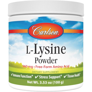 Carlson L-Lysine Powder 960mg - Free-Form Amino Acid for Immune &amp; Tissue Health (100g)