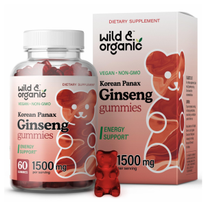 Wild &amp; Organic Korean Panax Ginseng Gummies - 1500mg for Energy Support