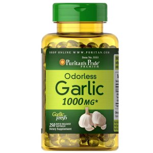 Puritan's Pride Premium Odorless Garlic 1000mg – Supports Heart &amp; Immune Health, 250 Softgels