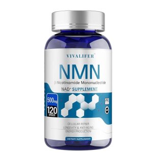 VIVALIFER NMN 500mg - NAD+ Supplement for Cellular Repair, Longevity, Anti-Aging &amp; Energy - 120 Capsules - GMP Certified Dietary Supplement
