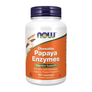 Now Foods Papaya Enzymes – Chewable Digestive Support with Mint &amp; Chlorophyll – 180 Lozenges
