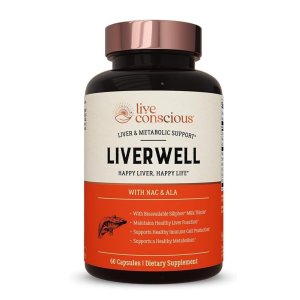 Live Conscious Liver Well – Liver &amp; Metabolic Support | With NAC, ALA &amp; Siliphos Milk Thistle | 50 Capsules