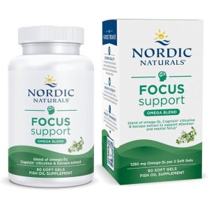 Nordic Naturals Focus Support Omega Blend – Omega-3, Cognizin Citicoline &amp; Bacopa for Mental Focus &amp; Attention | 60 Softgels