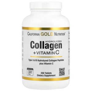 California Gold Nutrition – Hydrolyzed Collagen + Vitamin C | 250 Tablets | Skin &amp; Joint Support