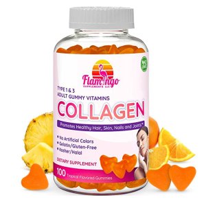 Flamingo Collagen Gummies – Hair, Skin &amp; Nail Support | 100 Tropical Flavored Gummies