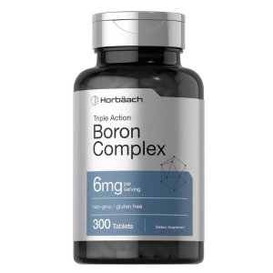 Horbäach Triple Action Boron Complex 6mg - 300 Tablets, Non-Gmo &amp; Gluten-Free Dietary Supplement