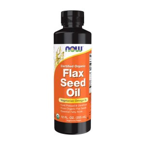 Now Foods Certified Organic Flax Seed Oil – Cold-Pressed &amp; Unrefined Omega-3 Source – 12 Fl Oz (355 M L)